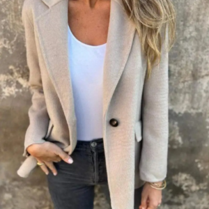 urban women's temperament suit jackets autumn solid color lapel long sleeved button pocket loose commuting woolen suit jackets