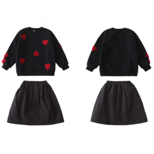 family look mom and daughter dad son clothing set long sleeve heart warm sweatshirt and bottom matching clothes new year outfit