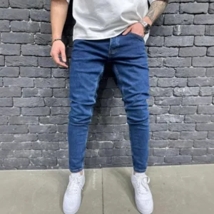 men jeans denim wash vintage basics loose fit straight pants mid waist solid trouser casual ankle length pockets zipper fly 2025