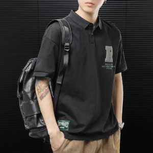 high quality polo shirt men japan fashion clothes white short sleeve casual fit slim man embroid polo shirt button collar tops