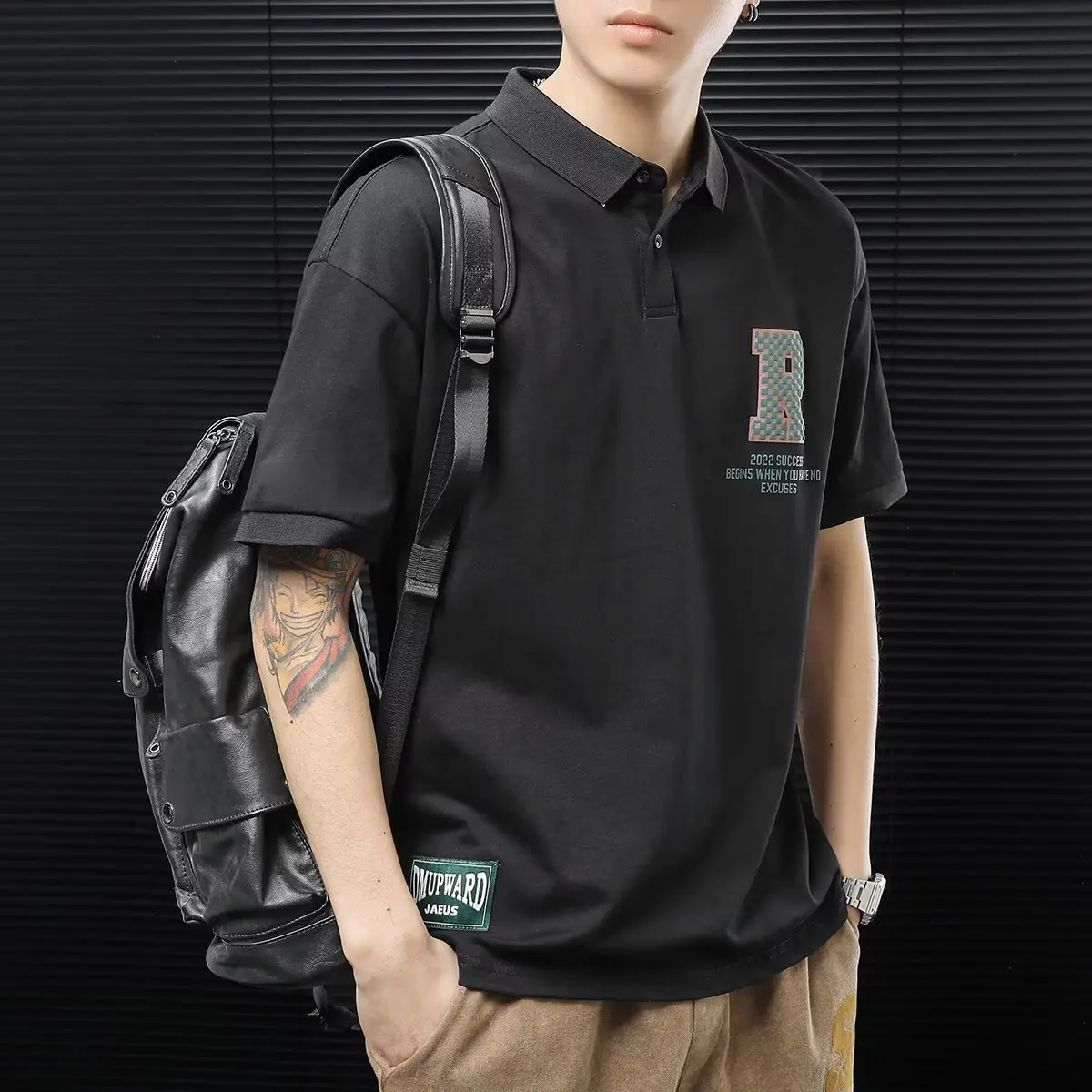 high quality polo shirt men japan fashion clothes white short sleeve casual fit slim man embroid polo shirt button collar tops