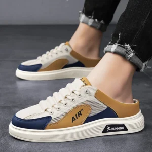half slippers men low top canvas shoes casual breathable sneakers korean style autumn lace up casual non slip trainers