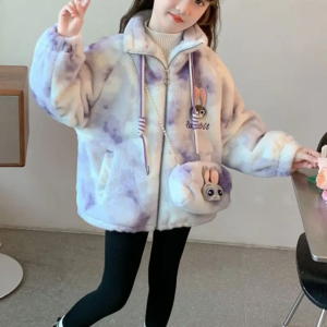 judy rabbit officer children fur jacket girls kawaii fashion warm hooded warm coat with bag student outdoors casual jacket gift
