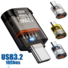 10gbps type c to usb a converter indicator light pd 120w usb c extender 2 in 1 clear otg adapter laptop/mobile phone