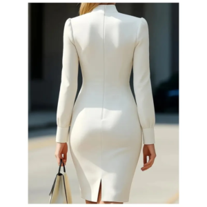 women white party dress new autumn and winter commuting banquet party high neck long sleeve slim fit dresses women's clothing