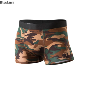 2025 men's pure cotton camouflage underwear sports breathable boxer shorts for men mid waist four corner pants male s 2xl size