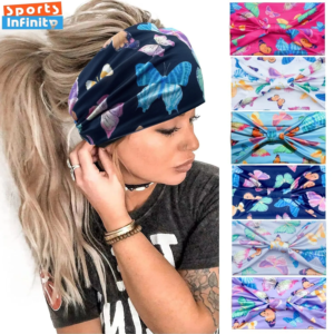 butterfly print sports headband women pilates yoga hair bands elastic head band sweat band running headband hair accessories