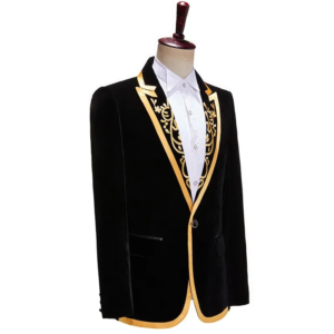 high quality golden velvet embroidered suit men loose jacket fashion homme wedding prom party luxury dress blazers