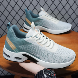 men's shoes spring fashion 2025 lace up soft sole sports single shoes flying woven casual style men's running shoes sneakers