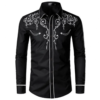 men's fashion embroidered shirt western cowboy style long sleeve lapel collar single breasted shirt embroidery casual shirt top