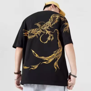 lovers embroidered phenix summer t shirt 2025 new men cotton t shirt students casual tee short sleeves top loose t shirt 4xl