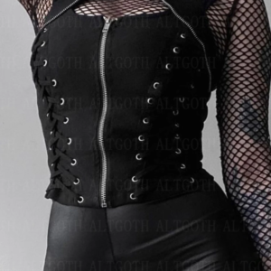 altgoth dark gothic vintage bandage vest women harajuku punk grunge halter corset camis emo alternative streetwear rave outfit