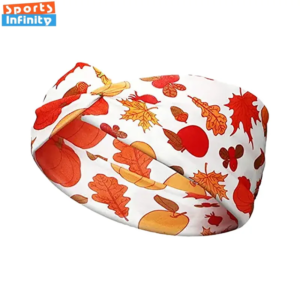 thanksgiving maple leaf pumpkin candy pattern women yoga headband running sweatband sports headband thanksgiving accessories