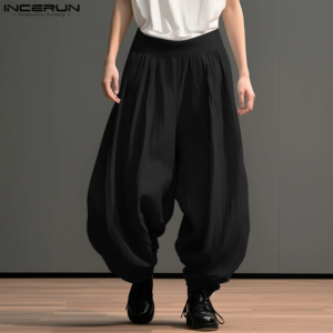 2024 men wide leg pants solid color elastic waist loose casual trousers men oversize streetwear fashion long pants s 5xl incerun
