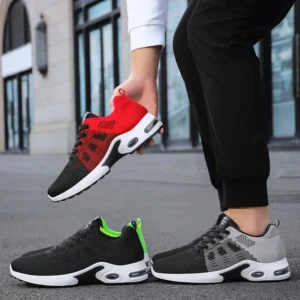 men's lightweight running sneakers spring new woven air cushion shoes lace up breathable flying sneakers