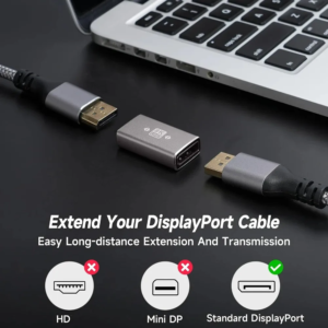 gold plated displayport1.4 adapter support 8k@60hz 4k@144hz hdr video alloy shell dp cable extender for desktop computer monitor