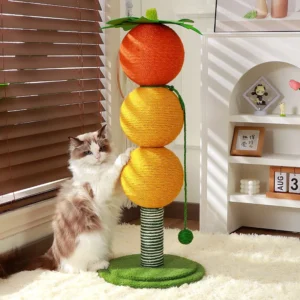 sisal cat scratcher post durable shed free scratching pad & self play toy, integrated with cat tree & condo for indoor cats