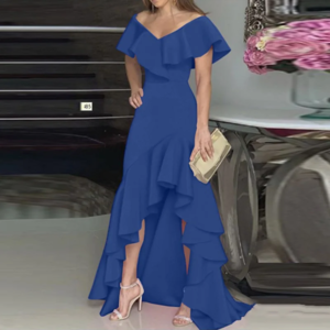 new sexy v neck ruffles party dress femme elegant summer fashion solid sleeveless slim irregular maxi dresses for women robe