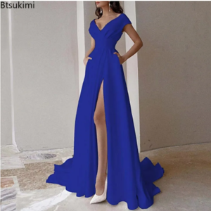 2026 women's evening party dress cross border chest wrapped ruffle solid mid waist temperament club prom dresses vestidos female