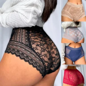 women sexy lace see through high waist briefs female underwear seamless knickers lingerie elastic soft panties sexy accessories