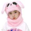 autumn and winter hats boys and girls one baby bib hat ear cap cute rabbit plush pullover hat thickened