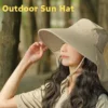 summer outdoor uv anti neck protection shawl sunscreen cap solid color beach travel fisherman hat wide brim sun hat for women