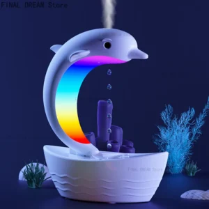 dolphin anti gravity water droplet humidifier bluetooth speaker, light tone humidifier, colorful lights, for home deco, gift