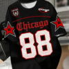 chicago 88 number & iconic skyline t shirt streetwear men's clothing oversized shirt outdoor sports football training jerseys