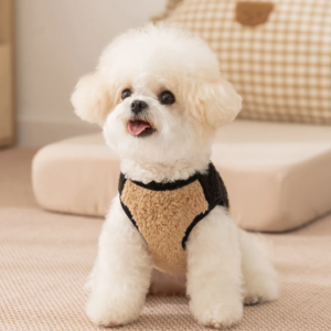 maltese plush vest winter dog clothes warm yorkshire two legged fleece jacket trendy pet apparel with traction buckle