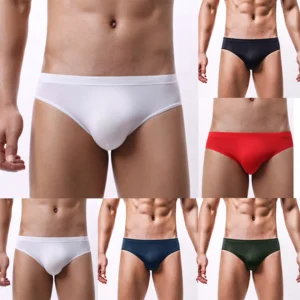 new men’s ice silk sexy low rise smooth breathable seamless comfort underwear soft solid fashion home swimwear men briefs shorts