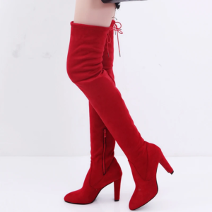winter women over the knee boots stretch fabrics high heel slip on shoes pointed toe woman long boots size plus size 43