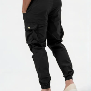 cargo pants men long pant high waist simple zipper splice straight trousers casual regular pockets solid autumn winter 2024