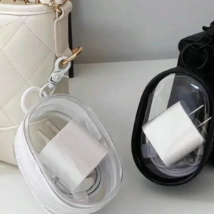 portable mini transparent storage bag with zipper multifunctional headphone and charger case travel accessories with keychain