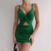 2022 sexy spaghetti strap bodycon dress women backless folds wrap hip dresses female causal streetwear slim dress vestidos robes
