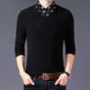 spring and autumn new cotton men clothing long sleeved lapel embroidered t shirt casual letters men oversized t shirt