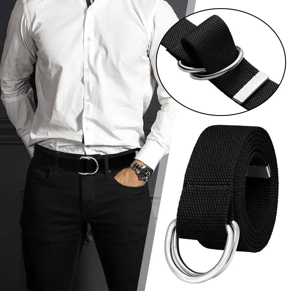 tactical canvas men belt high quality unisex double d buckle waistband casual canvas female belt fabric for jeans