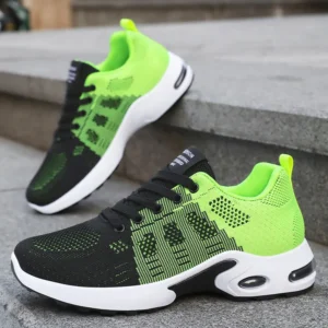 men's lightweight running sneakers spring new woven air cushion shoes lace up breathable flying sneakers