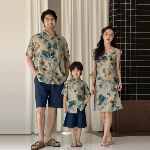 summer family matching outfits dress shirt shorts sets couples and kids matching clothing family look vacation costume clothes