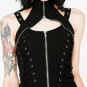 altgoth dark gothic vintage bandage vest women harajuku punk grunge halter corset camis emo alternative streetwear rave outfit