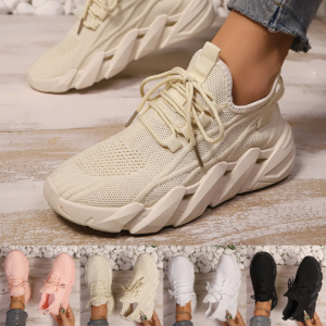 women's mesh soft sole lightweight breathable lace up sneakers for running comfort versatile vulcanized shoes platform sneakers