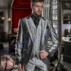 men's silver satin embroidered 3 piece suit shiny sharp tailoring blazer+vest+pants luxury formal wedding groom outfit