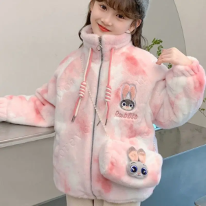 judy rabbit officer children fur jacket girls kawaii fashion warm hooded warm coat with bag student outdoors casual jacket gift