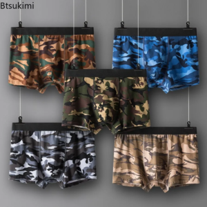 2025 men's pure cotton camouflage underwear sports breathable boxer shorts for men mid waist four corner pants male s 2xl size