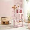 feandrea pink large multi level cat trees & scratcher with hammock luxury wood pet cat tree tower