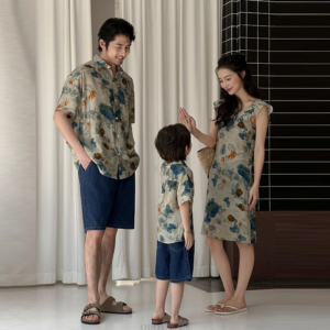 summer family matching outfits dress shirt shorts sets couples and kids matching clothing family look vacation costume clothes
