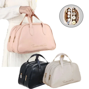 large capacity double layer travel cosmetic bag portable pu makeup pouch women waterproof bathroom washbag multifunctional bag