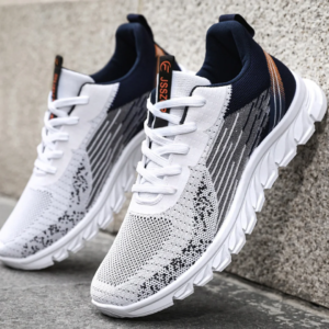 sneakers 2025 new men's shoes trend foreign trade flying woven lace up running shoes breathable korean version of tide shoes