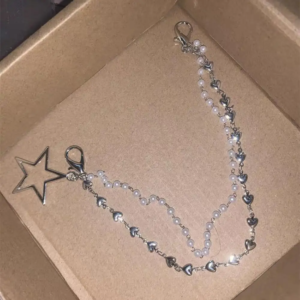 metal pearl chain charm shoes buckles chain y2k heart star sneakers jewelry leather boots canvas shoes chain shoes accessories