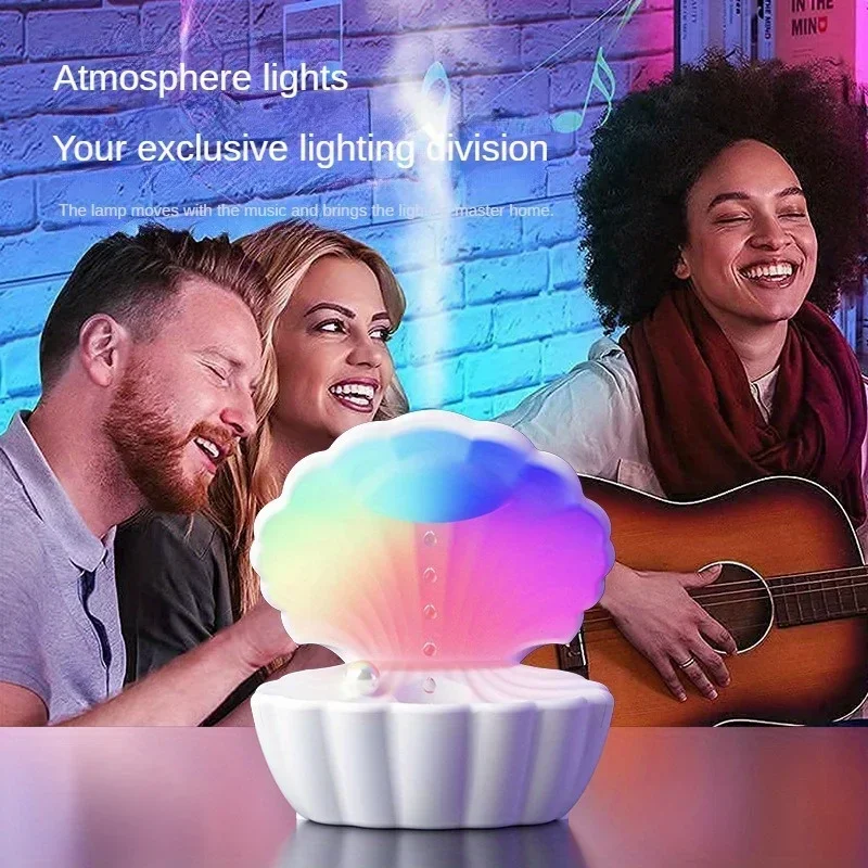 portable shell shape anti gravity air humidifier bluetooth speaker rgb atmosphere sleep aid night light for home deco