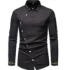 new fashionable men's unique asymmetric embroidered long sleeve large size shirt stand up collar button dress daily
